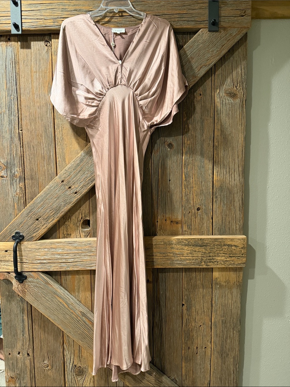 bohme Blush Satin V-Neck with slit